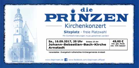 Die Prinzen Bachkirche Arnstadt 2016 Die Prinzen Bachkirche Arnstadt 2016